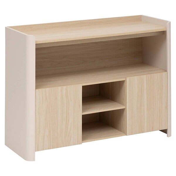5 FIVE SIMPLY SMART - Buffet 2 portes Roundy blanc ivoire et bois - large