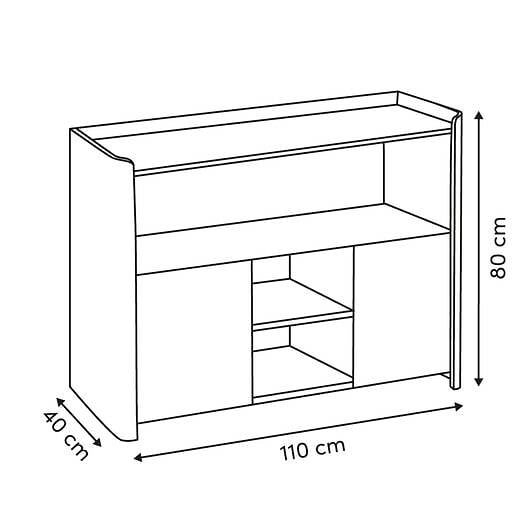 5 FIVE SIMPLY SMART - Buffet 2 portes Roundy blanc ivoire et bois - large