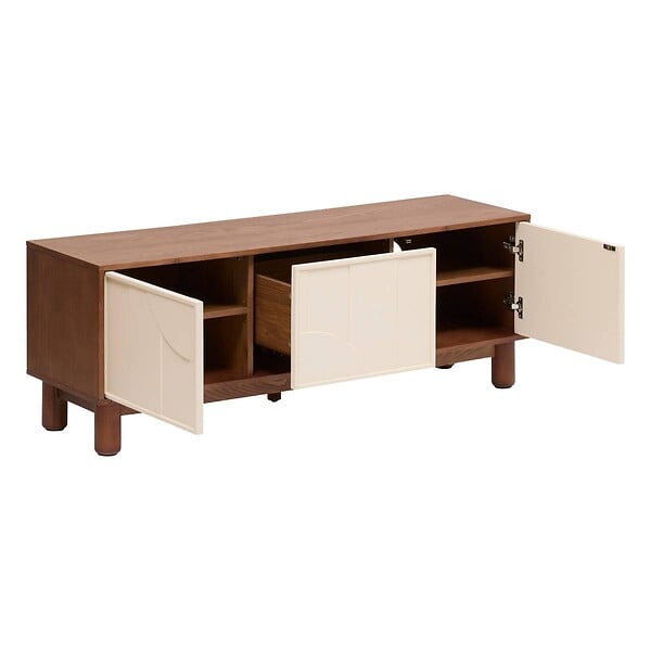 ATMOSPHERA - Meuble bas 2 portes 4 étagères Jilani marron 140x40cm - large