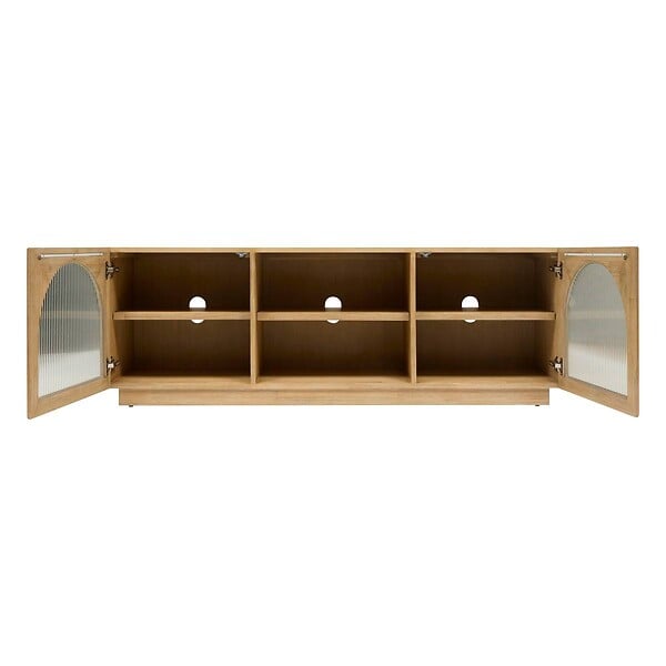 ATMOSPHERA - Meuble bas 2 portes 3 étagères Lousada beige 160x40cm - large