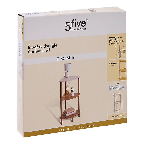5 FIVE SIMPLY SMART - Etagère d'angle 3 niveaux Come 34x34x76,5cm - large