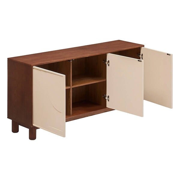 ATMOSPHERA - Buffet 3 portes 6 étagères Jilani marron 150x40cm - large