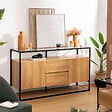 ATMOSPHERA - Buffet 2 portes "Aldea" métal et bois beige 140x80cm - vignette