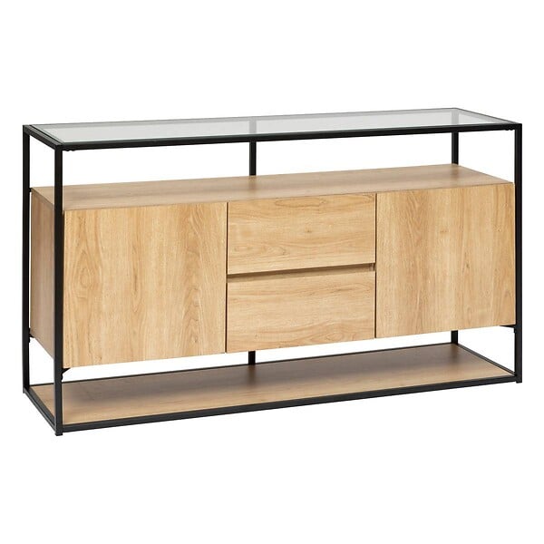 ATMOSPHERA - Buffet 2 portes "Aldea" métal et bois beige 140x80cm - large