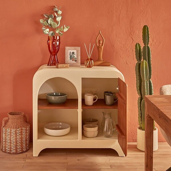 ATMOSPHERA - Buffet 1 porte 4 niveaux Sienna beige H85cm - large