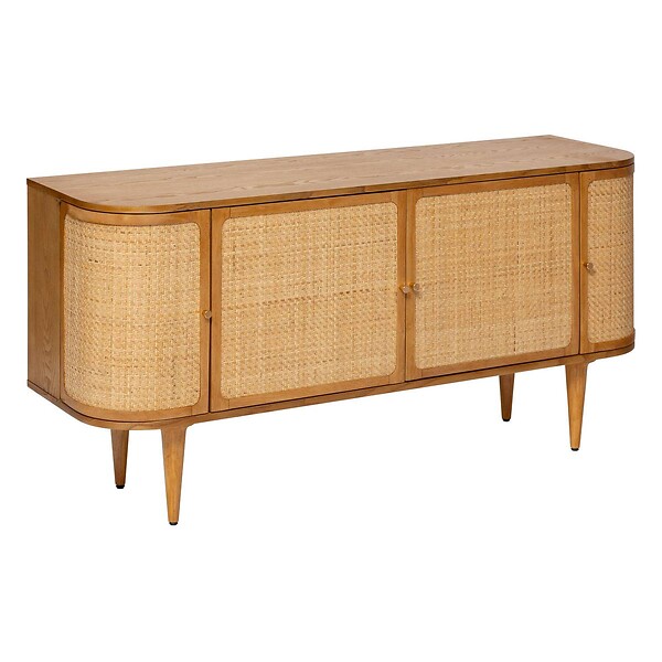 ATMOSPHERA - Buffet 4 portes Kisco hévéa Rotin 150x75cm - large