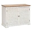 ATMOSPHERA - Buffet 2 portes "Olbia" en métal & acacia 110x45cm blanc - vignette
