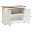 ATMOSPHERA - Buffet 2 portes "Olbia" en métal & acacia 110x45cm blanc - vignette