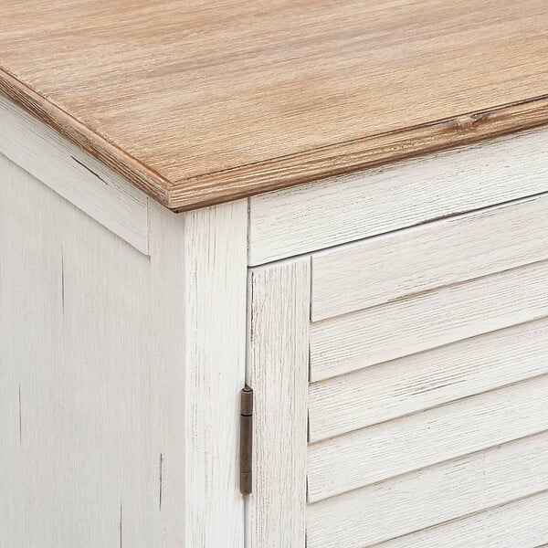 ATMOSPHERA - Buffet 2 portes "Olbia" en métal & acacia 110x45cm blanc - large