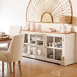 ATMOSPHERA - Buffet 3 portes en verre "Olbia" 180x80cm blanc - vignette