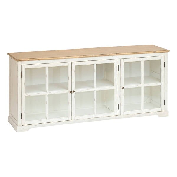 ATMOSPHERA - Buffet 3 portes en verre "Olbia" 180x80cm blanc - large