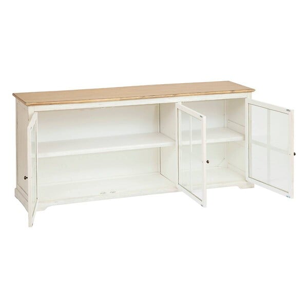 ATMOSPHERA - Buffet 3 portes en verre "Olbia" 180x80cm blanc - large