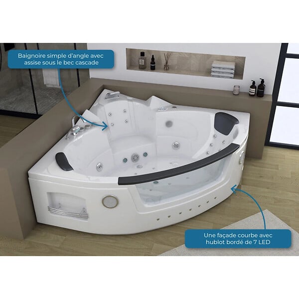 DISTRIBAIN - Baignoire balnéo Romantica-S 36 jets Whirlpool - large