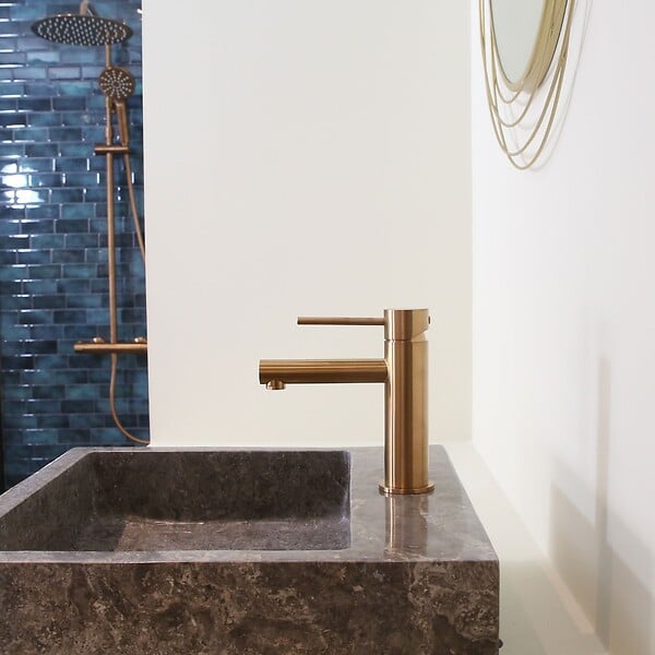 ESSEBAGNO - Luisa mitigeur lavabo bas cuivre brossé - large