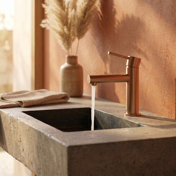 ESSEBAGNO - Luisa mitigeur lavabo bas cuivre brossé - large
