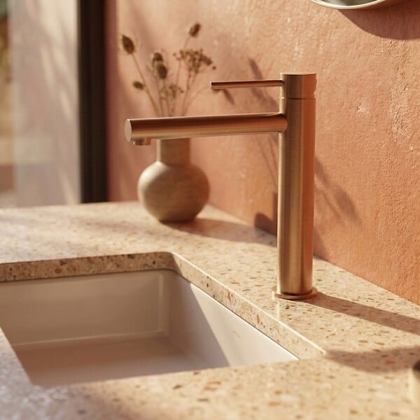 ESSEBAGNO - Luisa mitigeur lavabo haut cuivre brossé - large