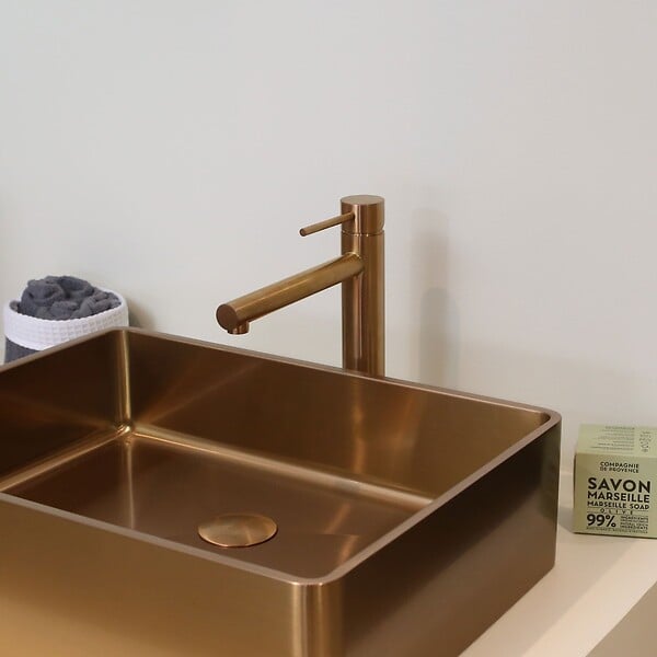 ESSEBAGNO - Luisa mitigeur lavabo haut cuivre brossé - large