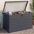 ID MARKET - Coffre de rangement métal verrouillable gris anthracite pour jardin 810L - vignette