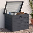 ID MARKET - Coffre de rangement métal verrouillable gris anthracite pour jardin 200L 68x62,5x63 cm - vignette