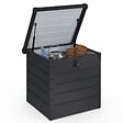 ID MARKET - Coffre de rangement métal verrouillable gris anthracite pour jardin 200L 68x62,5x63 cm - vignette