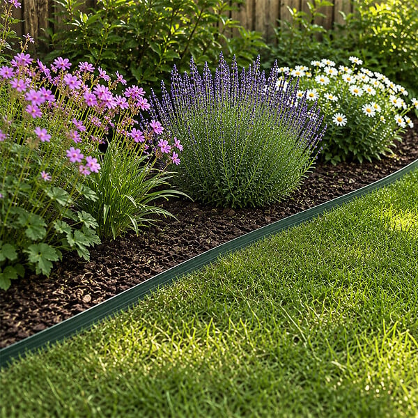 GT GARDEN - Bordure de jardin flexible verte - 5 cm x 10 mètres avec 20 piquets d'ancrage - large