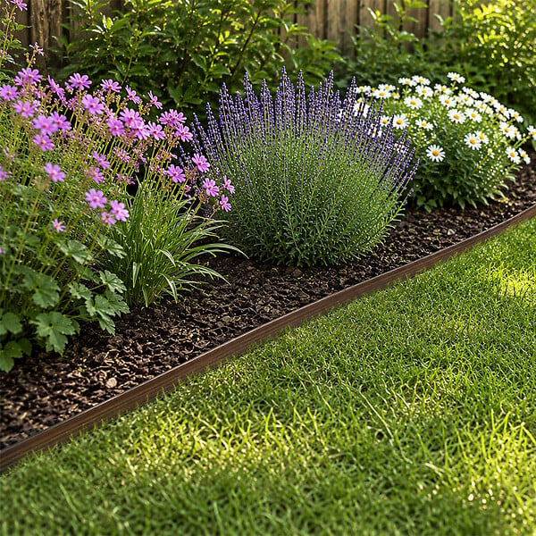 GT GARDEN - Bordure de jardin flexible marron - 5 cm x 10 mètres avec 20 piquets d'ancrage - large