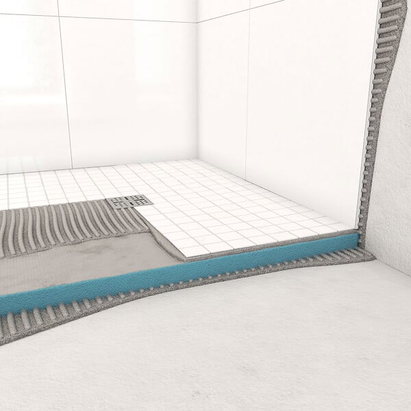 AURLANE - Receveur de Douche à Carreler 90x90 cm avec Bondes à Sortie Horizontale - Grille Inox - large