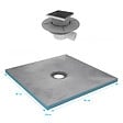 AURLANE - Receveur de Douche à Carreler 90x90 cm avec Bondes à Sortie Horizontale - Grille Inox - vignette