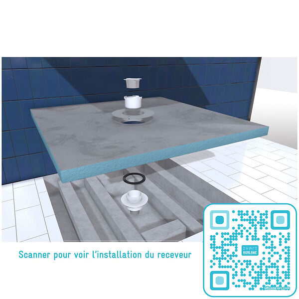 AURLANE - Receveur de Douche à Carreler 90x90 cm avec Bondes à Sortie Horizontale - Grille Inox - large