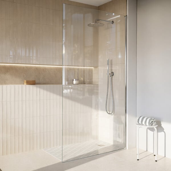 AURLANE - Receveur de Douche à Carreler 90x90 cm avec Bondes à Sortie Verticale - Grille Inox - large