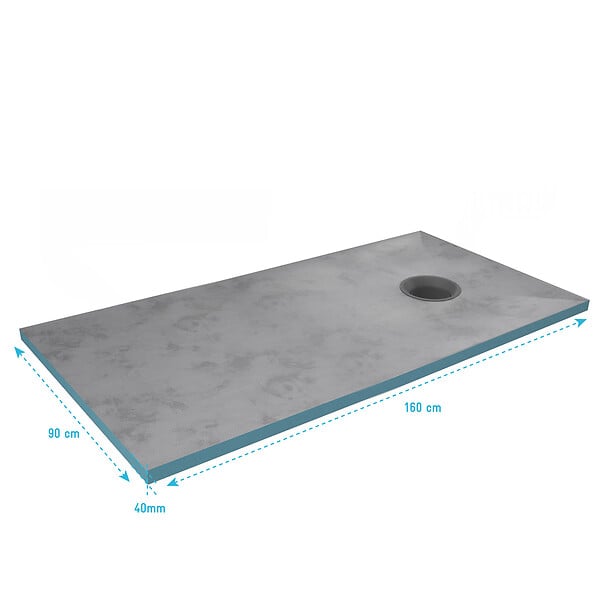 AURLANE - Receveur de Douche à Carreler 160x90 cm avec Bondes à Sortie Verticale - Grille Inox - large