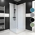 AURLANE - Pack de 2 Panneaux Muraux Aluminium BLANC 90+90x210 cm avec Profilés NOIR MAT - WALL'IT - vignette