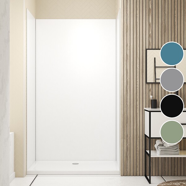 AURLANE - Pack de 3 Panneaux Muraux Aluminium Blanc 90+120+90x210 cm avec Profilés Chrome- WALL'IT - large