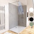 AURLANE - Pack de 2 Panneaux Muraux Pierre Light Grey 90+120x210 cm avec Profilés ANODISE BRILLANT - STONE'IT - vignette
