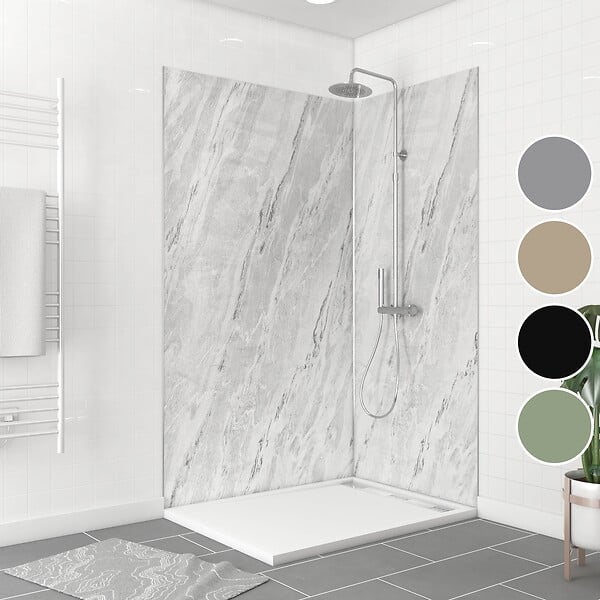 AURLANE - Pack de 2 Panneaux Muraux Pierre Artic Storm 90+120x210 cm avec Profilés ANODISE BRILLANT - STONE'IT - large