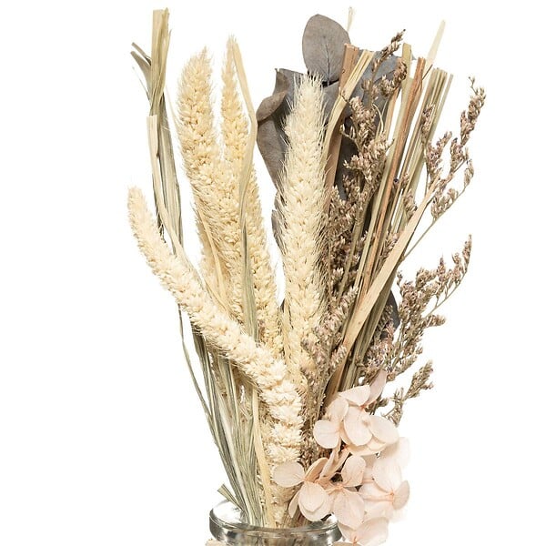 ATMOSPHERA - Composition de Fleurs Séchées Vase en Verre H 28 cm - large