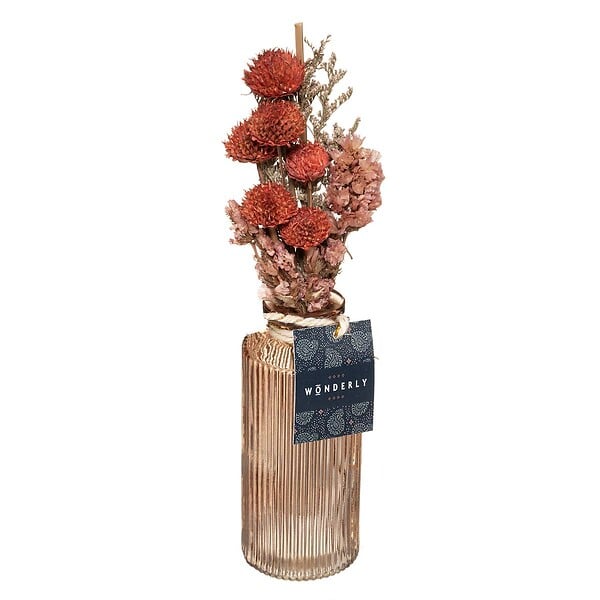 ATMOSPHERA - Composition de Fleurs Séchées Vase en Verre H 28 cm - large