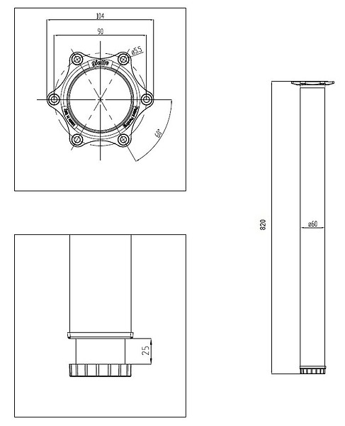 CENTRALE BRICO - Pied de table TS001 820/60mm blanc brillant - réglable - large