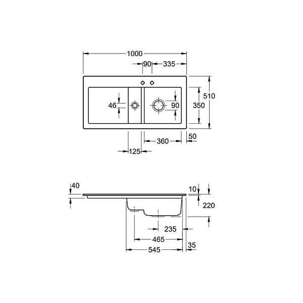 VILLEROY ET BOCH - Evier 1 bac et demi  Subway Pure 60 100 x 51 égouttoir à gauche céramique sans vidage blanc - large