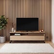 ID MARKET - Panneaux acoustiques en tasseaux de bois 240 x 60 cm effet chêne clair et noir - vignette