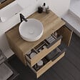 COSYNEO - Meuble de salle de bain 90cm avec vasque à poser ronde - 2 tiroirs et un placard - sans miroir - roble (chêne clair) - KING - vignette