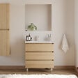 COSYNEO - Meuble de salle de bain 80cm simple vasque - 3 tiroirs - nebraska (bois clair) - MAYOR - vignette