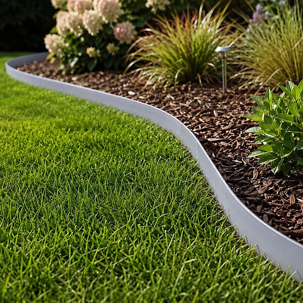 GT MARKET - Bordure de jardin flexible grise - 4 cm x 10 mètres avec 30 piquets d'ancrage - large