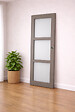 GD MENUISERIES - Porte Coulissante Gris Taupe RAL 7006 Vitrée H204 x L73 cm, coquilles, tire doigt - vignette
