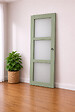 GD MENUISERIES - Porte Coulissante Vert Sauge RAL 6021 Vitrée H204 x L73 cm, coquilles, tire doigt - vignette