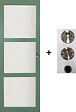 GD MENUISERIES - Porte Coulissante Vert Sauge RAL 6021 Vitrée H204 x L73 cm, coquilles, tire doigt - vignette