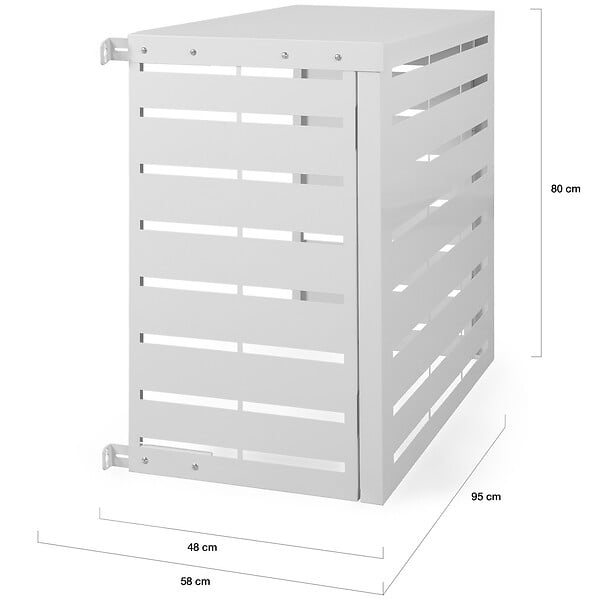 ID MARKET - Cache climatiseur en métal blanc protection unité extérieur 95 x 50 x 80 cm - large