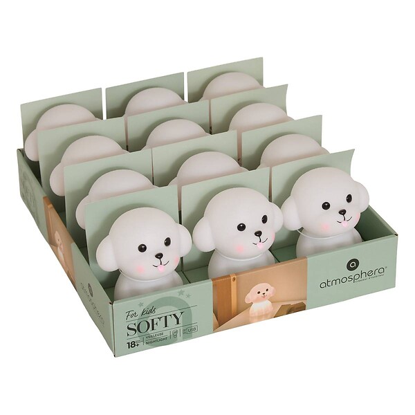 ATMOSPHERA - Veilleuse Chien Enfant Softy Blanc 9,5x8x9,9 cm - large
