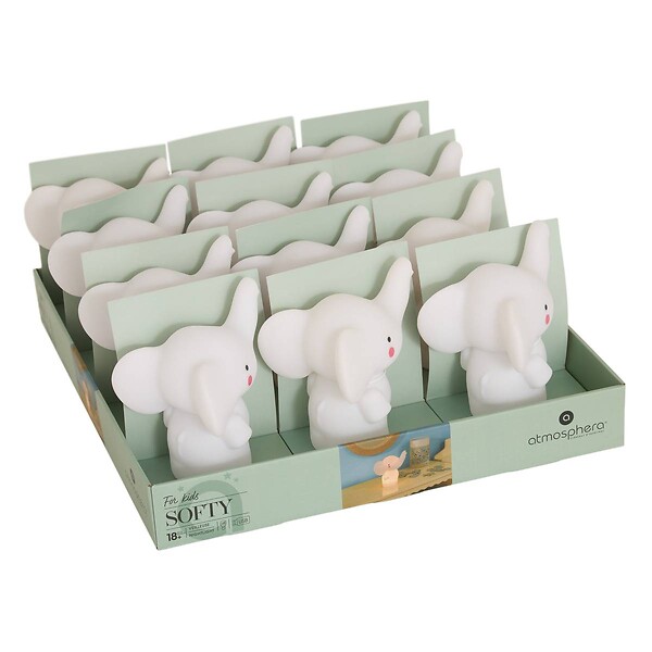 ATMOSPHERA - Veilleuse Elephant Enfant Softy Blanc 14.5x13x10,5 cm - large