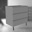 AICA SANITAIRE - AICA Meuble de Salle de Bain 80cm avec 3 tiroirs + 2 Pieds, Meuble sans vasque, Anthracite - vignette
